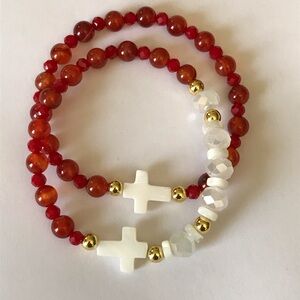 Natural red Agate Bracelet Set